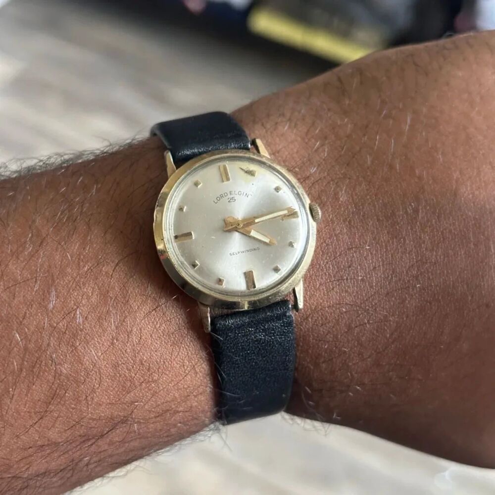 Vintage 1960s Lord Elgin 25 Jewel Selfwinding 10k Gold Filled Watch
